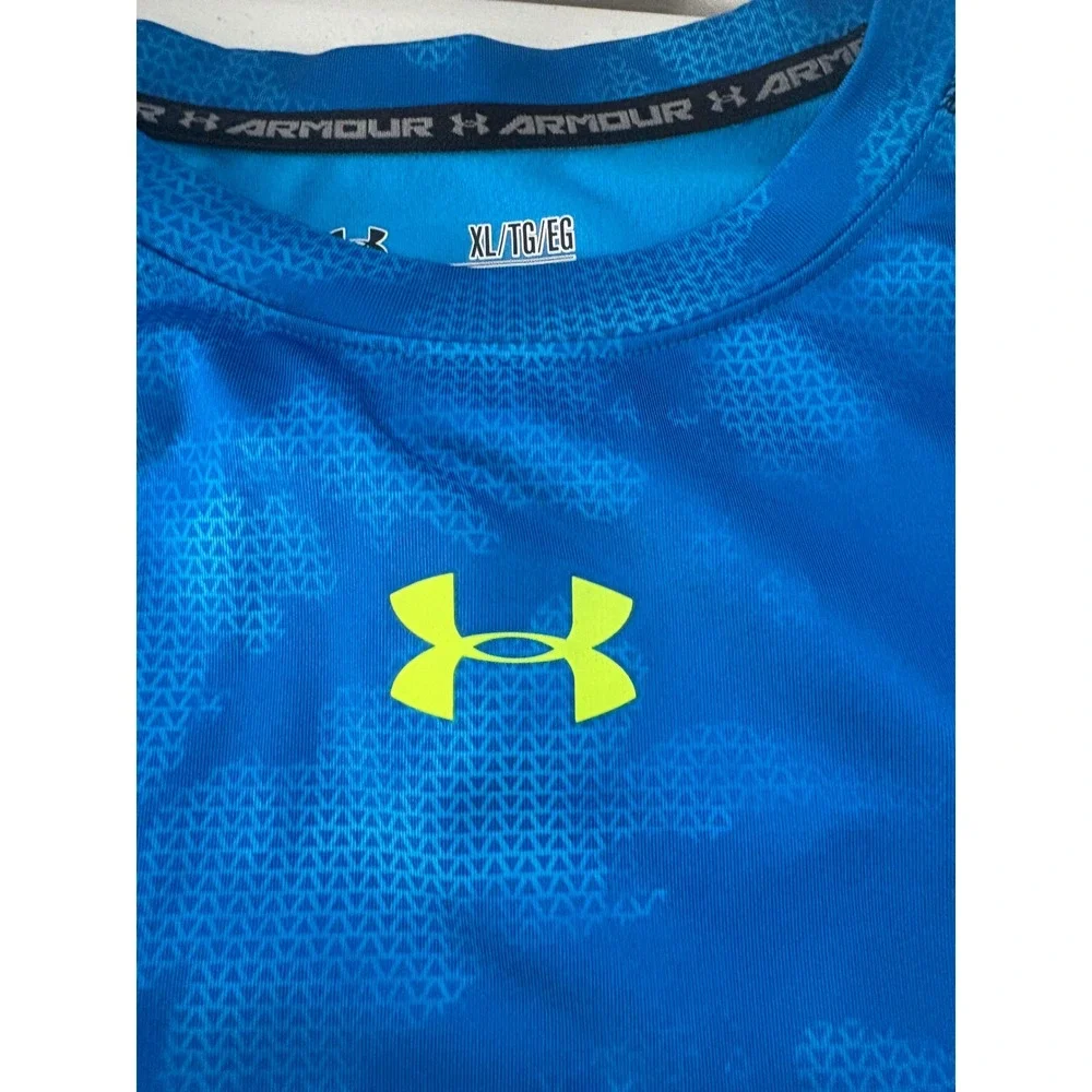 Under Armour Mens ColdGear Compression Shirt XL Blue‎ Digital Camo Long Sleeve
